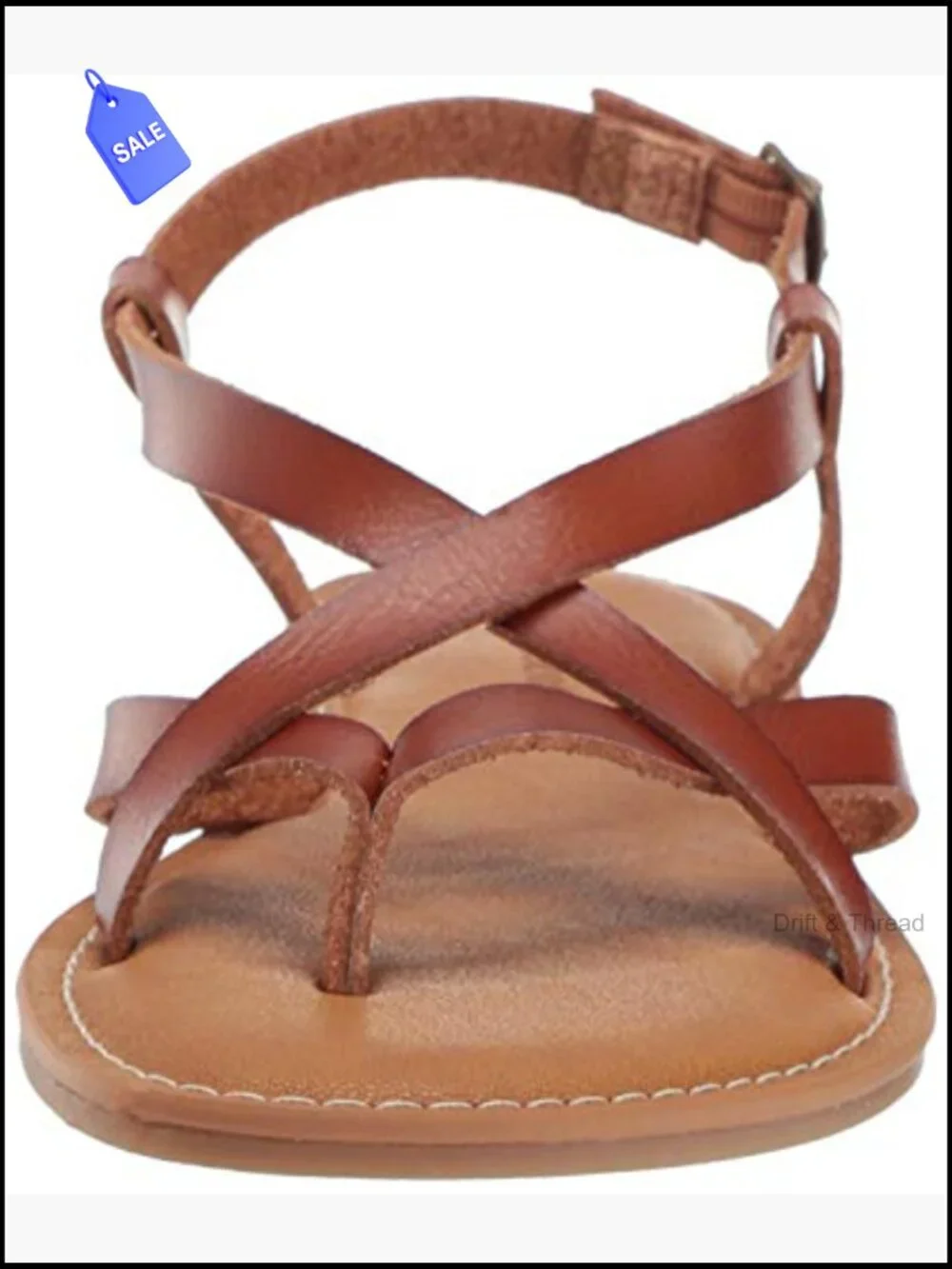 Strappy Flat Sandals with Adjustable Ankle Strap, Padded Insole